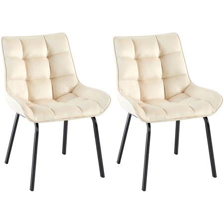 Im 2er Set: Besucherstuhl MAMBO, bequem gepolstert, schwarze Stuhlbeine, Samtbezug, Farbe Creme