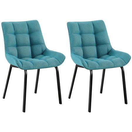 Im 2er Set: Besucherstuhl MAMBO, bequem gepolstert, schwarze Stuhlbeine, Stoffbezug, Farbe Türkis