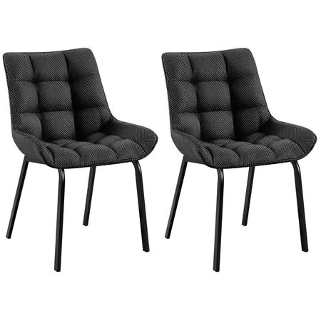 Im 2er Set: Besucherstuhl MAMBO, bequem gepolstert, schwarze Stuhlbeine, Stoffbezug, Farbe Dunkelgrau