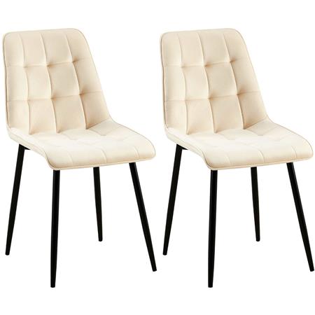 2er-Set Besucherstuhl HALIMA Gast- und Besprechungsstühle, schwarzes Metallgestell, Samt, Farbe Creme