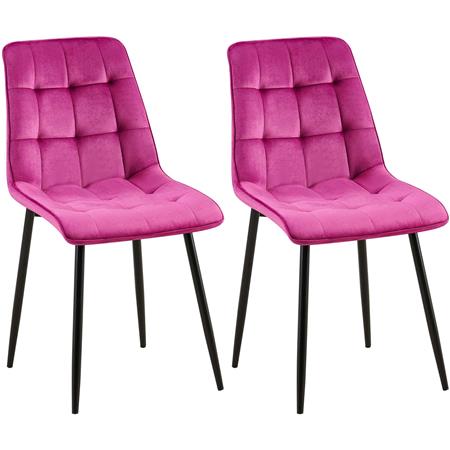 2er-Set Besucherstuhl HALIMA Gast- und Besprechungsstühle, schwarzes Metallgestell, Samt, Farbe Pink