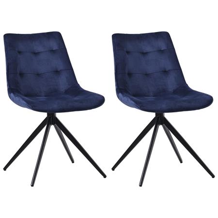 Im 2er Set: Besucherstuhl KEATON SAMT, angenehm gepolstert und drehbar, Samtbezug, Farbe Blau