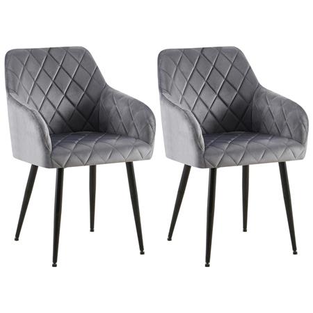 Im 2er Set: Besucherstuhl GLOVER, bequem gepolstert, Metallgestell in Mattschwarz, Samtbezug, Farbe Dunkelgrau
