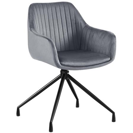 Besucherstuhl TANNER, Metallgestell, drehbar, Samtbezug, Farbe Grau