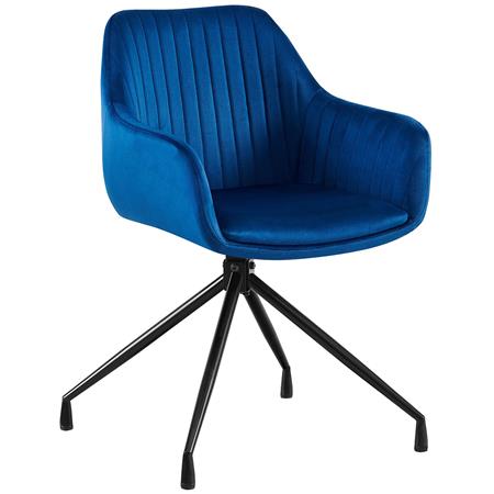 Besucherstuhl TANNER, Metallgestell, drehbar, Samtbezug, Farbe Blau