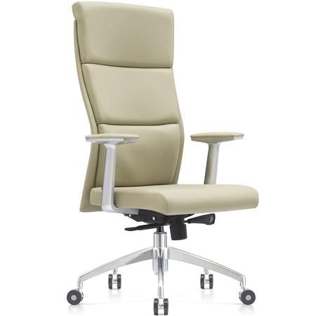 Chefsessel MONZA, elegant und stilvoll, bequem, Metallgestell, echtes Leder, Farbe Creme