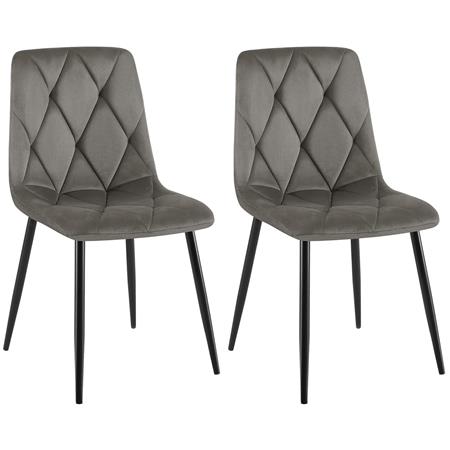 Im 2er Set: Besucherstuhl SYAN, modernes Design mit Steppnähten, Metallgestell, Samtbezug, Farbe Dunkelgrau