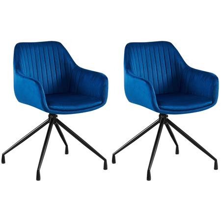 Im 2er Set: Besucherstuhl TANNER, Metallgestell, drehbar, Samtbezug, Farbe Blau