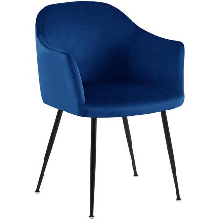 Besucherstuhl VIVIAN, stabil und bequem, schwarzes Metallgestell, Samt, Blau