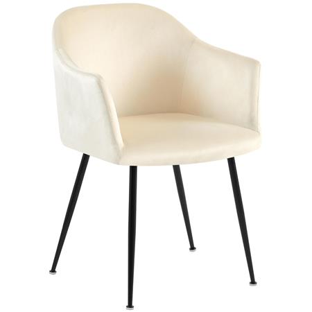 Besucherstuhl VIVIAN, stabil und bequem, schwarzes Metallgestell, Samt, Creme