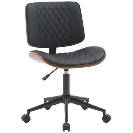 Bürostuhl MARYEN, elegant und designorientiert, aus Nussbaumholz und Kunstleder, Schwarz