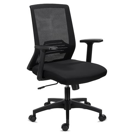 DEMO# Bürostuhl ACTIVE, Lordosenstütze, verstellbare Armlehnen, bequem und robust, Farbe Schwarz 