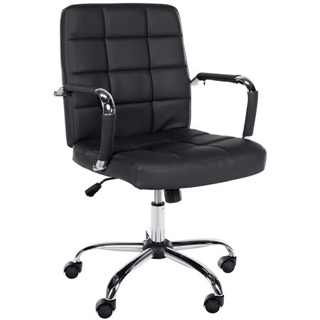 Bürostuhl BAXTER, komfortabel gepolstert, mit Armlehnen, Metallgestell, Kunstleder, Farbe Schwarz