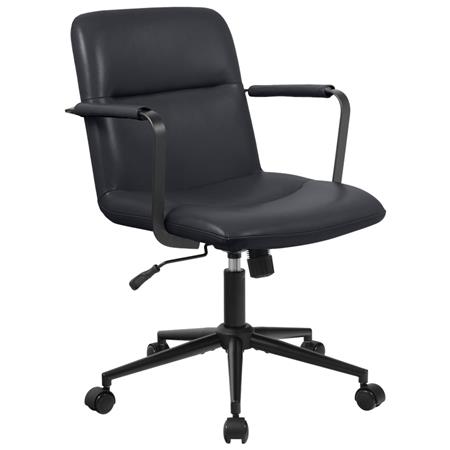 Bürostuhl COBY, elegantes Design, gepolstert und bequem, Echtlederbezug, Farbe Schwarz