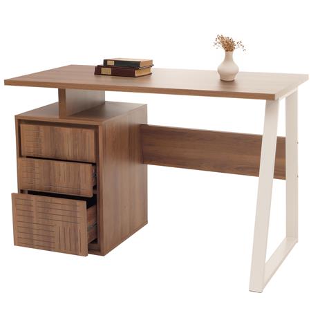Bürotisch HESSEN, mit Schubläden, 118 x 58 x 77 cm, praktisch und elegant, Holz, Farbe Walnuss