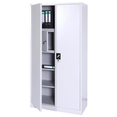 Aktenschrank ISABA, Mehrzweckschrank, mit  Kleiderstange, abschließbar, Metall 185x90x45cm, Farbe grau