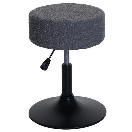 Arbeitshocker BLOOM, 360º drehbar, höhenverstellbar, bequem gepolstert, Bouclé-Stoffbezug, Farbe Dunkelgrau