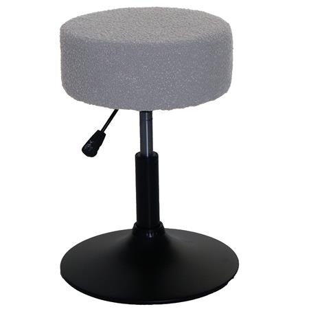 Arbeitshocker BLOOM, 360º drehbar, höhenverstellbar, bequem gepolstert, Bouclé-Stoffbezug, Farbe Hellgrau