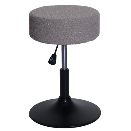 Arbeitshocker BLOOM, 360º drehbar, höhenverstellbar, bequem gepolstert, Bouclé-Stoffbezug, Farbe Taupe