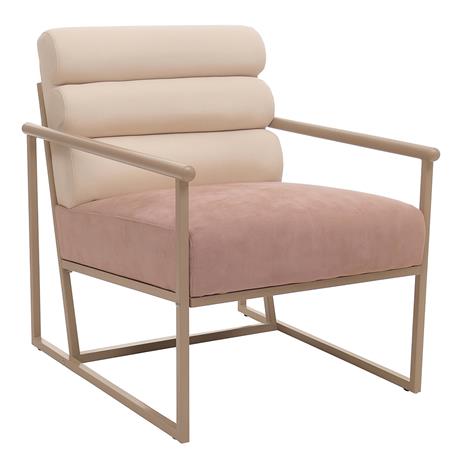 Bürosessel MILLS, Stahlgestell, bequem gepolstert, modernes Design, samtiger Stoffbezug, Farbe Beige/ Rosa