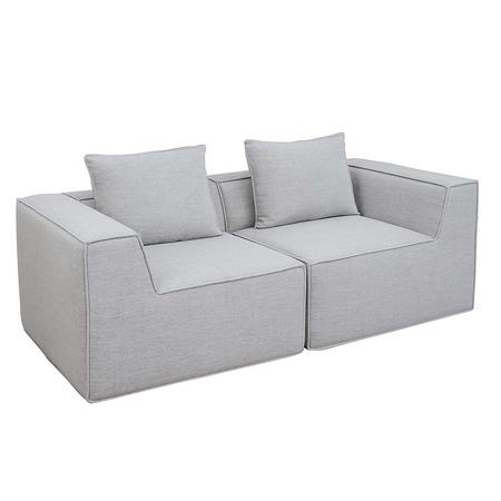 Sofa NANUK, 2-Sitzer, vielseitig und bequem, mit Kissen, Stoff, Hellgrau