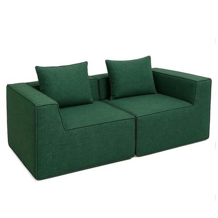 Sofa NANUK, 2-Sitzer, vielseitig und bequem, mit Kissen, Stoff, Grün