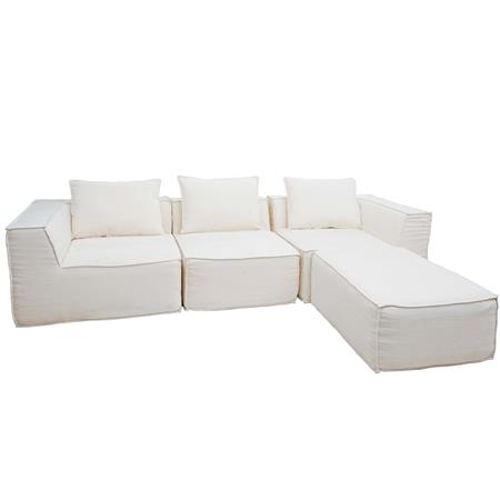 Sofa NANUK, 3-Sitzer, vielseitig und bequem, mit Kissen, Stoff, Creme