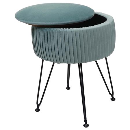 Hocker MIKO, mit Stauraum, vielseitig und praktisch, schwarzes Gestell, Stoffbezug, Grün