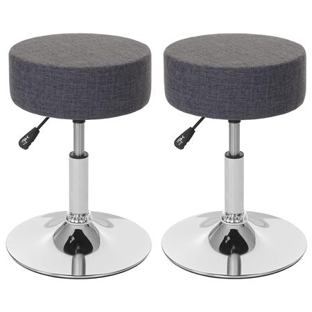Im 2er Set: Arbeitshocker DANKO, 360º drehbar, höhenverstellbar, Polstersitz, Stoff, Farbe Grau