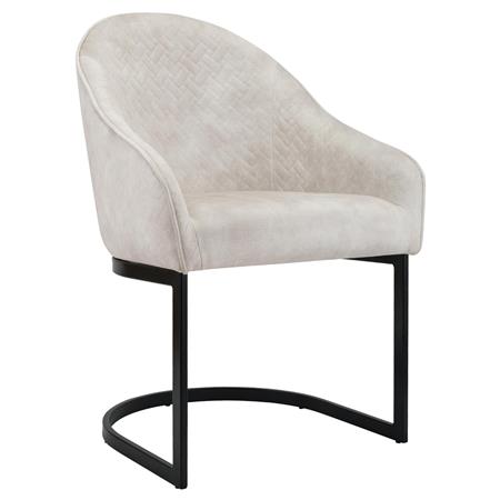 Besucherstuhl TIKA, modernes Design, Metallgestell, Samtbezug, Creme